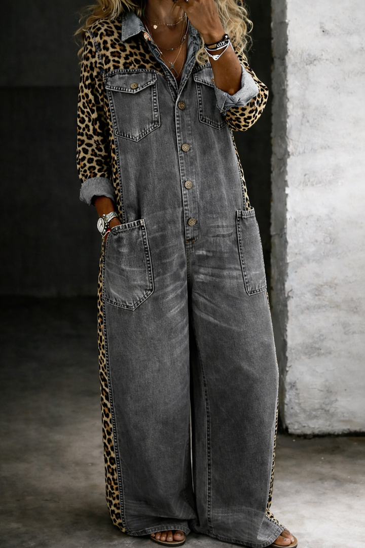 Amanda | One Piece Denim Shirt Jumpsuit