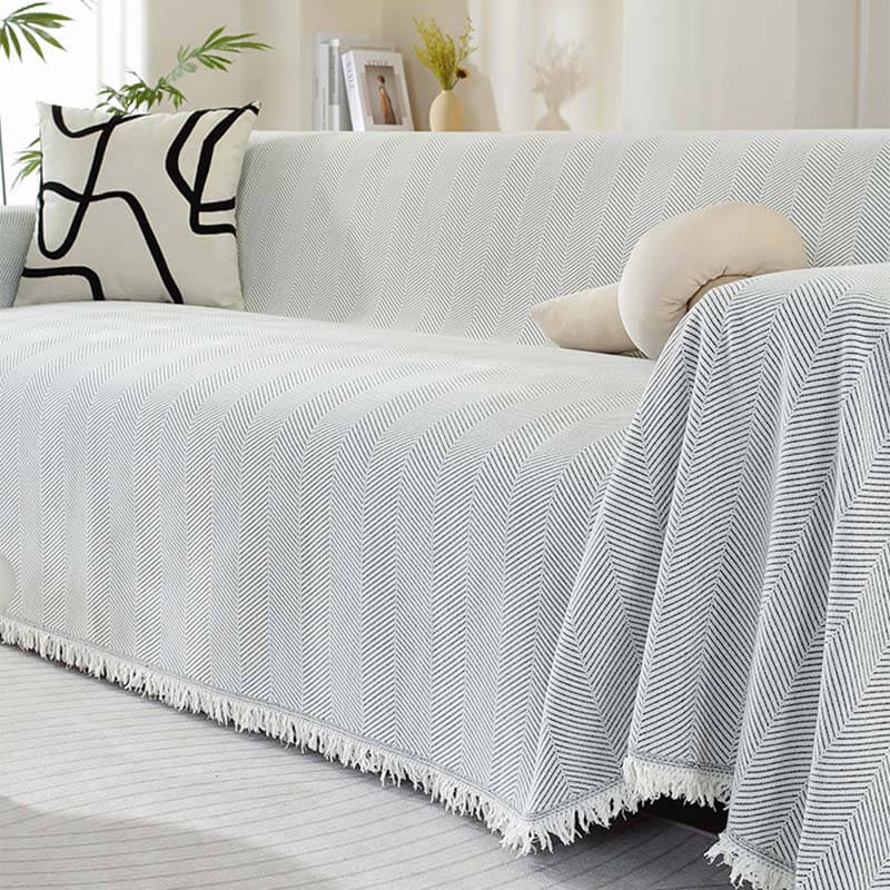 BowLift | Chenille Blanket Herringbone Tassel Sofa Cover