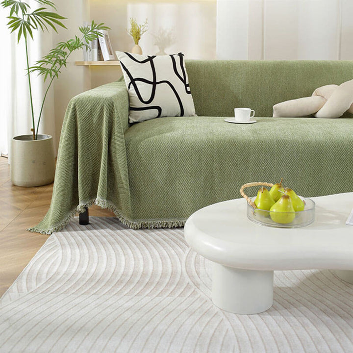 BowLift | Chenille Blanket Herringbone Tassel Sofa Cover