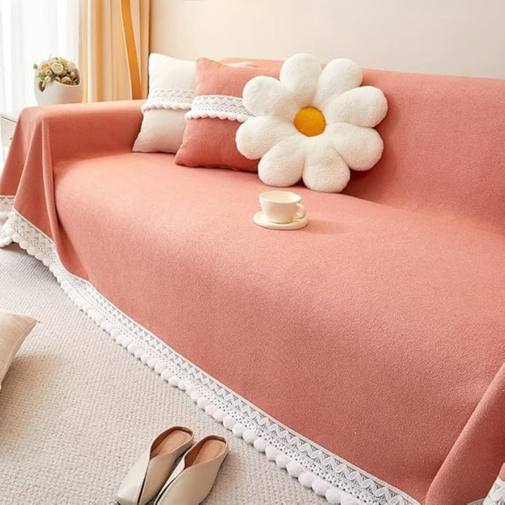 BowLift | Classic Chenille Lace Edge Sofa Cover