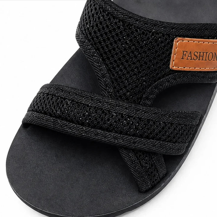 Breezely – Breathable Mesh Slide Sandals for Wide Feet, Open Toe Comfort