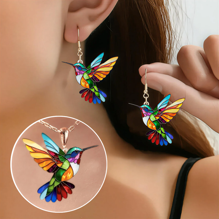 Lucky Hummingbird Earrings with Free Necklace
