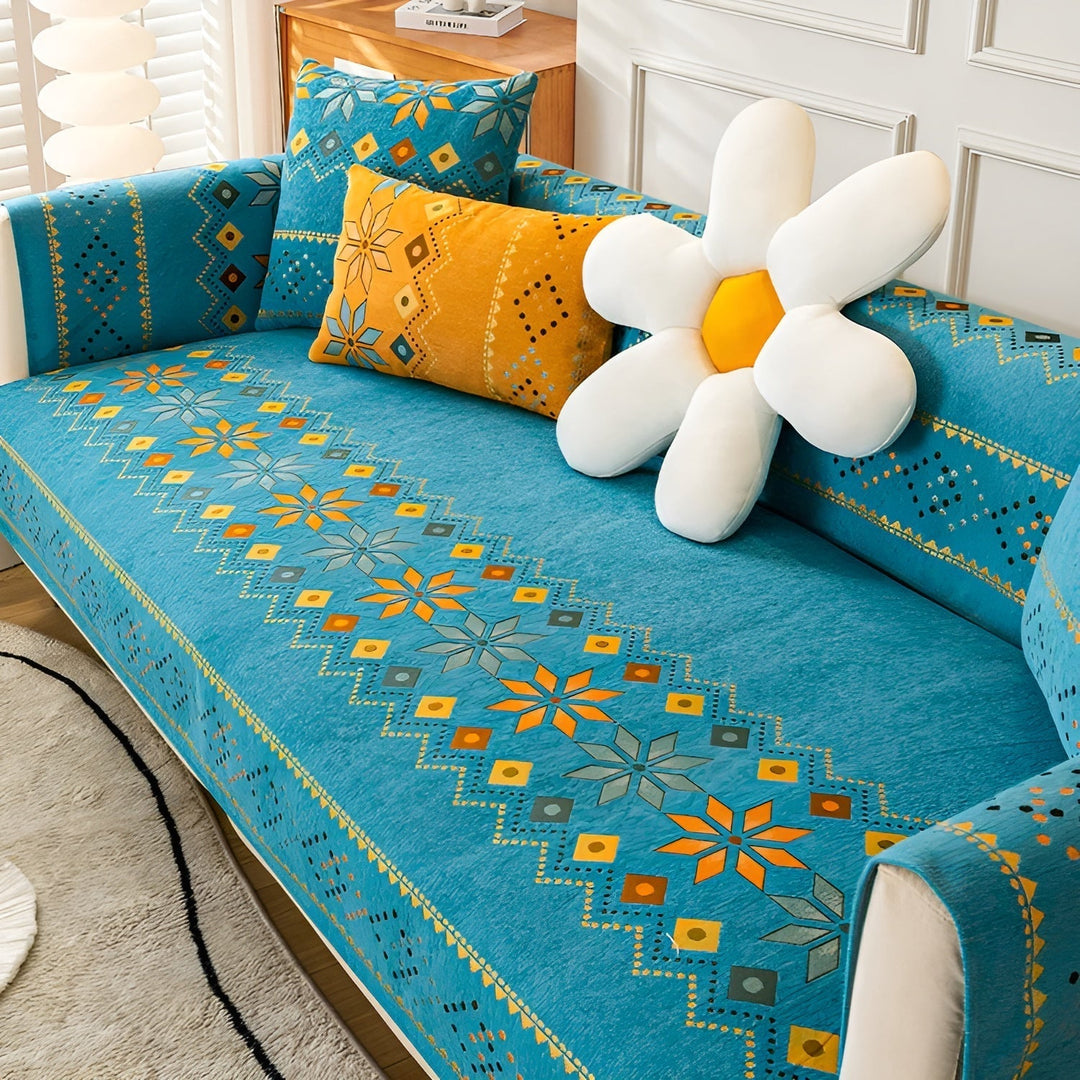 Boho Style Sofa Cover – Elastic & UsaBowlifte Year-Round | Protects and Gives a New Look | Bowlift