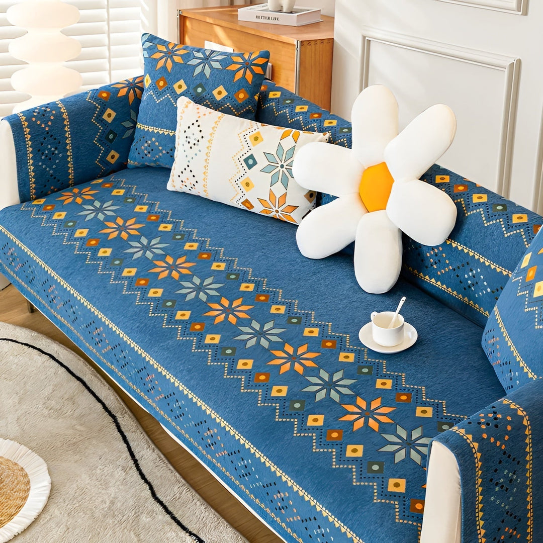 Boho Style Sofa Cover – Elastic & UsaBowlifte Year-Round | Protects and Gives a New Look | Bowlift