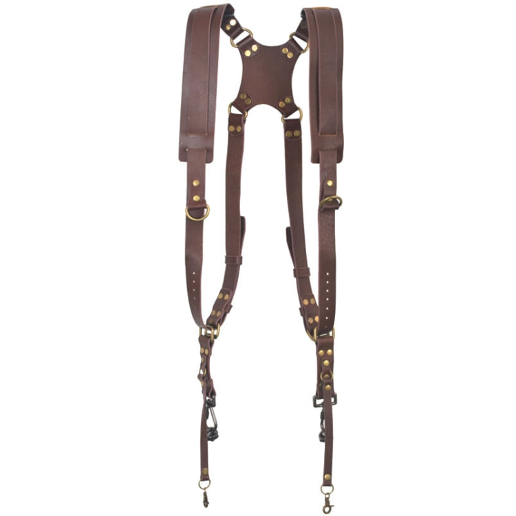 Azura | Quick Release Anti-Slip Dual Shoulder Leather Harness Camera Strap with Metal Hook for SLR / DSLR Cameras (Brown)