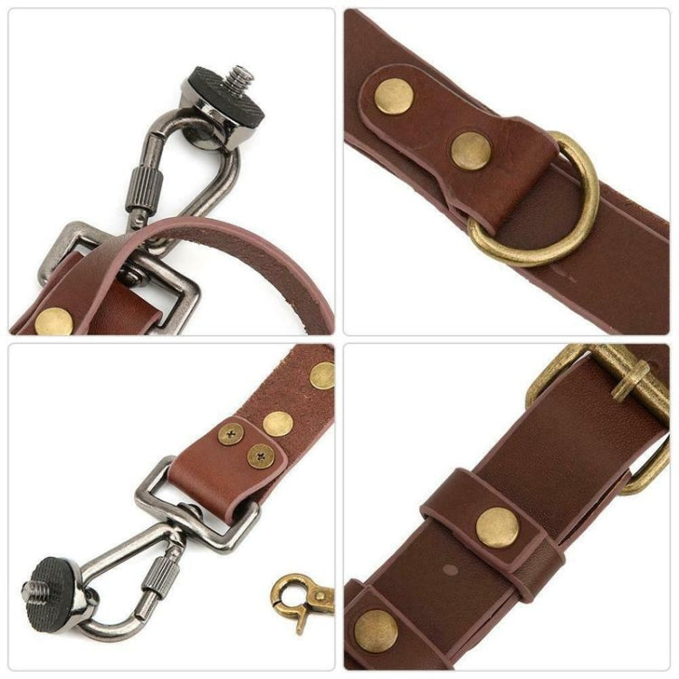 Azura | Quick Release Anti-Slip Dual Shoulder Leather Harness Camera Strap with Metal Hook for SLR / DSLR Cameras (Brown)