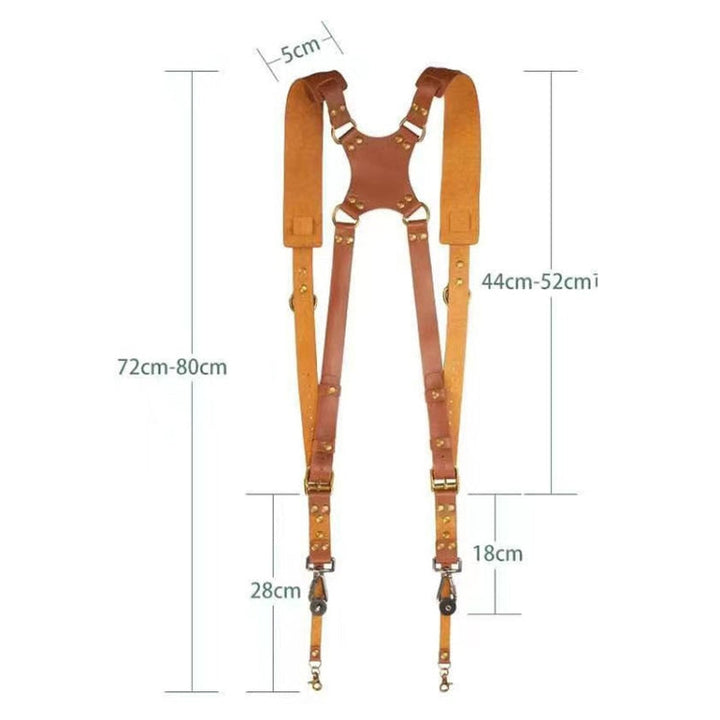 Azura | Quick Release Anti-Slip Dual Shoulder Leather Harness Camera Strap with Metal Hook for SLR / DSLR Cameras (Brown)