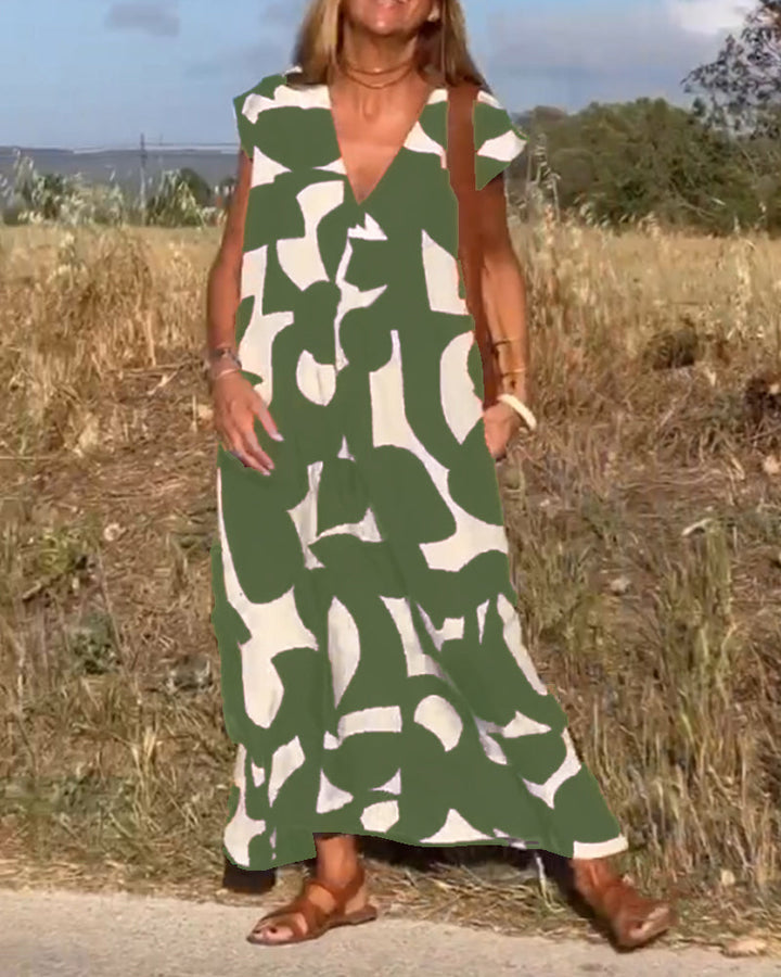 Lauren | Abstract Sleeveless Swing Dress