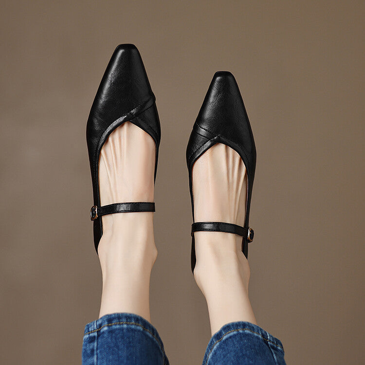 AVERY – POINTED TOE MARY JANE FLATS
