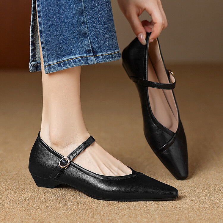 AVERY – POINTED TOE MARY JANE FLATS
