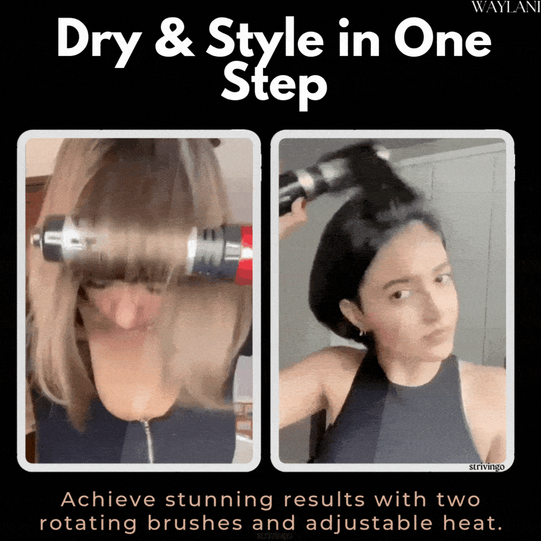 BowLift | 3-in-1 Rotating Hair Dryer and Styler with Adjustable Temperature for Effortless Curls and Waves