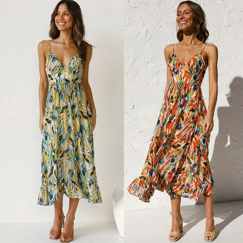 Clara - Elegant Printed Maxi  Dress