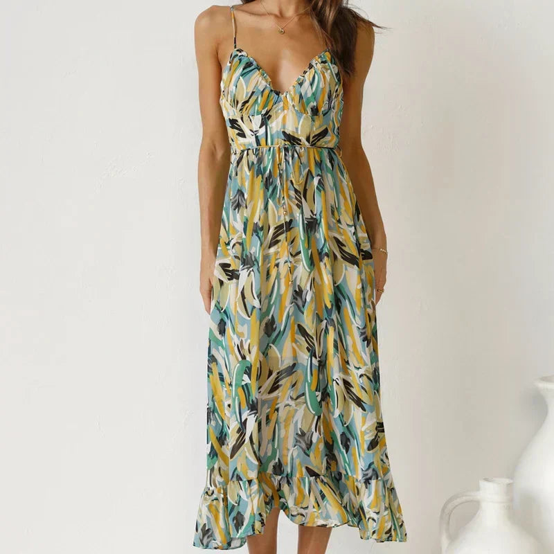 Clara - Elegant Printed Maxi  Dress