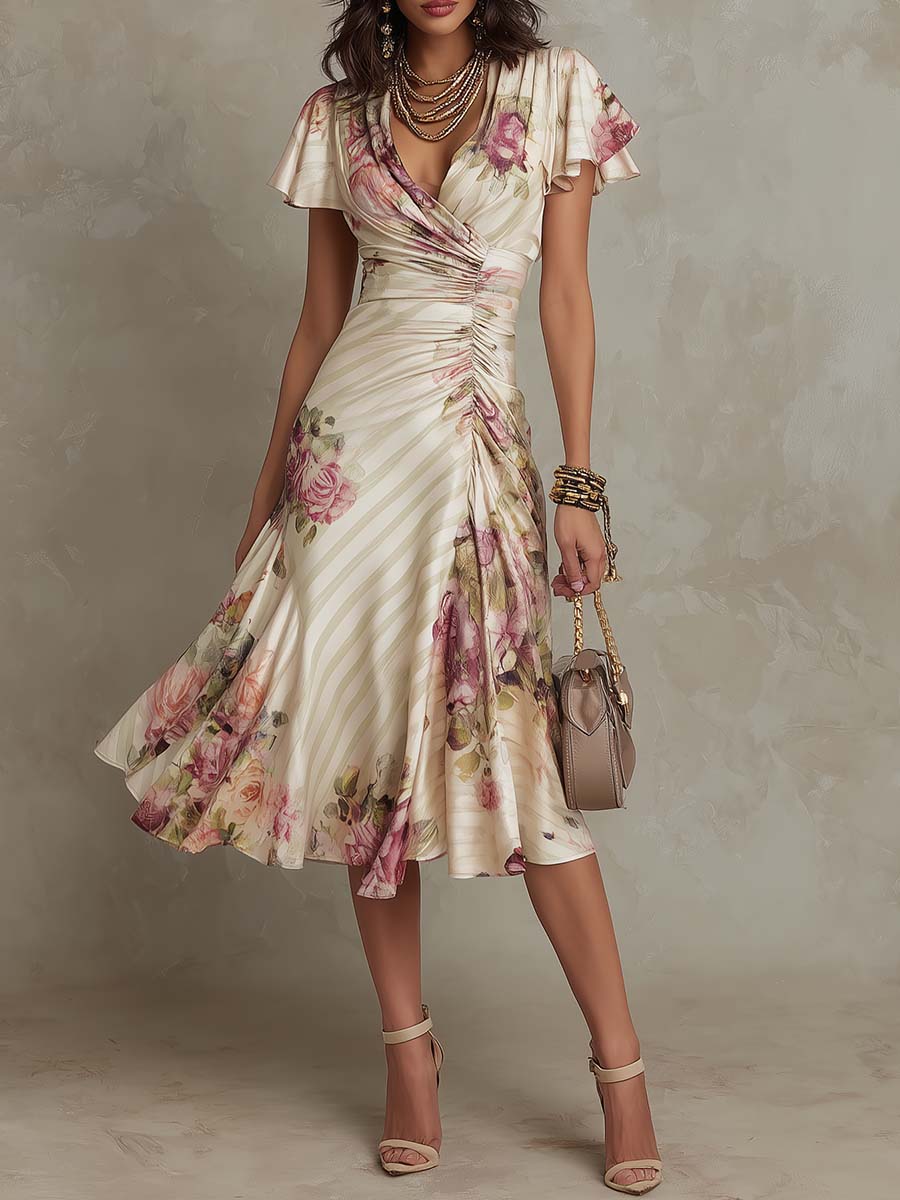 Charlotte | Floral Wrap Midi Dress