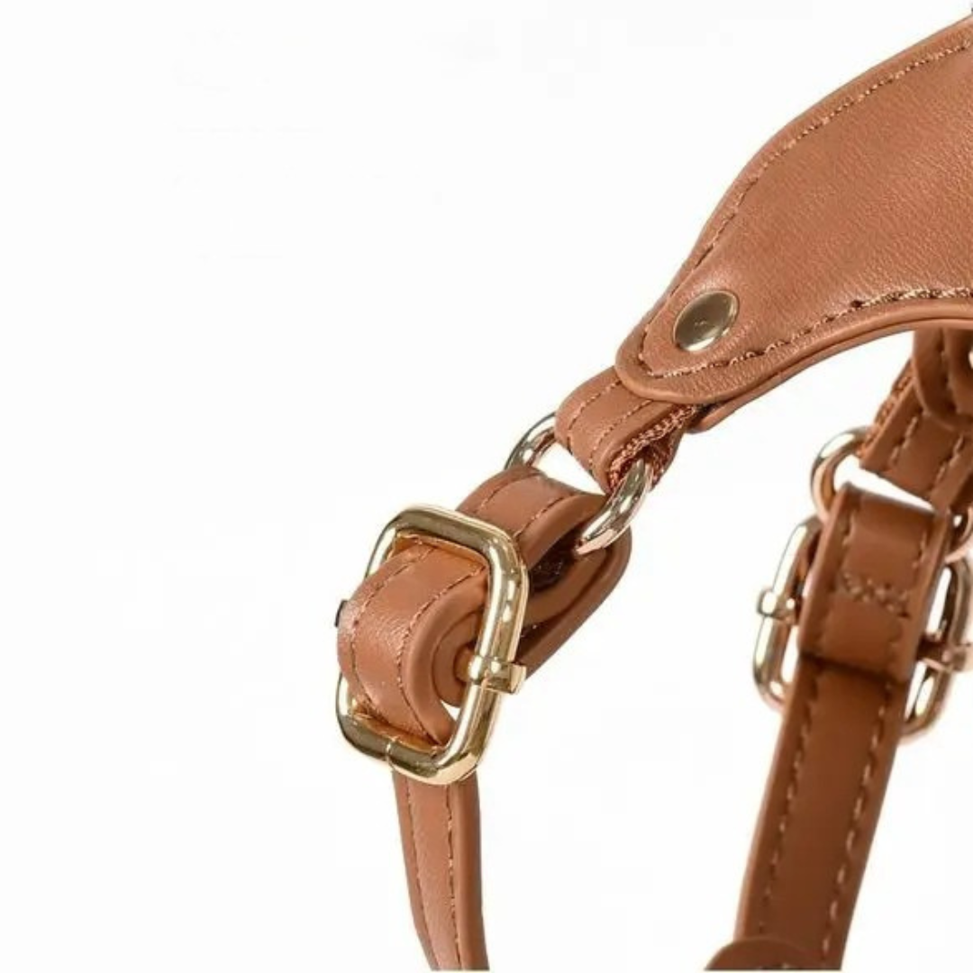 Adjustable Leather Dog Harness with Custom Engraving Azura