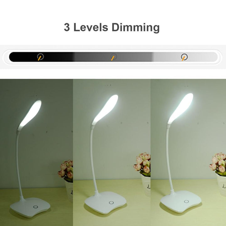 BowLift | Flexible 14 LED Stand Desk Lamp Modern Touch Switch 3 Modes Dimmer USB Rechargeable Reading Study Light Table Lamp for Bedroom