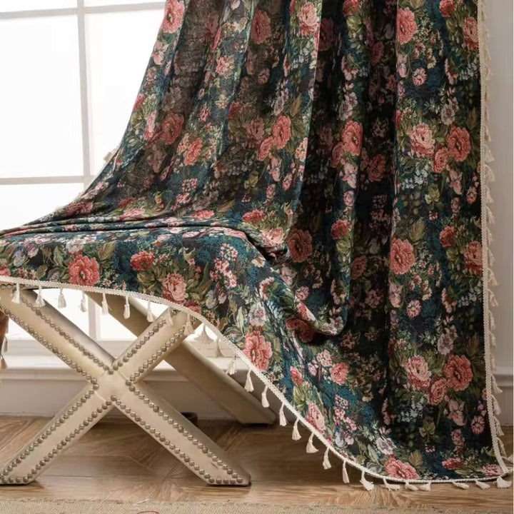 Azura | French Vintage Floral Pattern Curtain