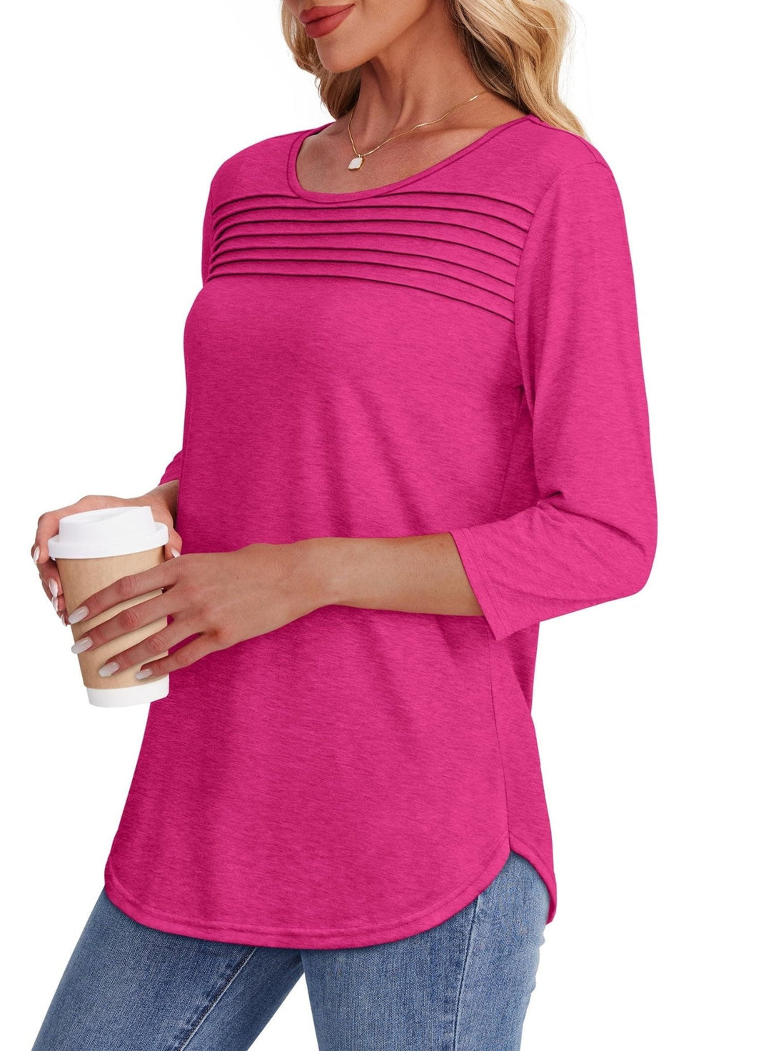 Mona | Pleated 3/4 Sleeve Top