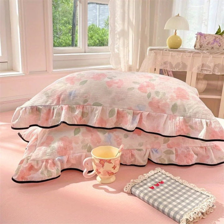 BowLift | Gauze Floral Ruffled Lace Pillowcases