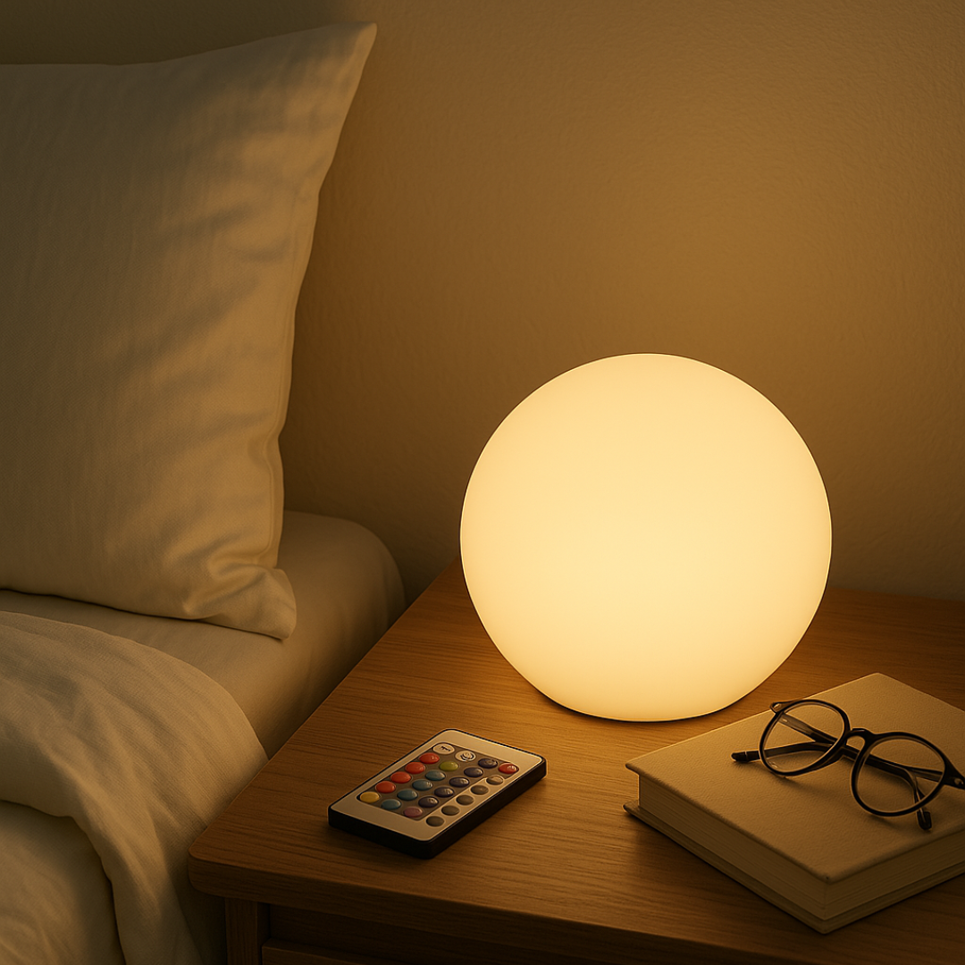 BowLift | GlowOrb – Wireless LED Colour-Changing Table Lamp with Remote & USB Rechargeable