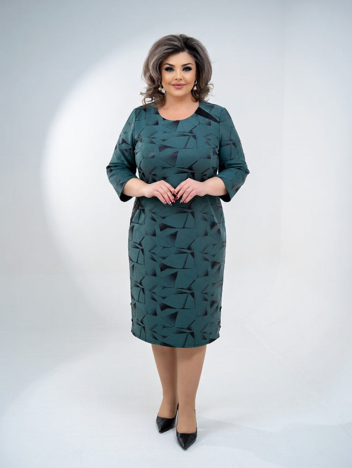 Structured Midi Dress with Graphic Pattern — Timeless Elegance and Comfort
