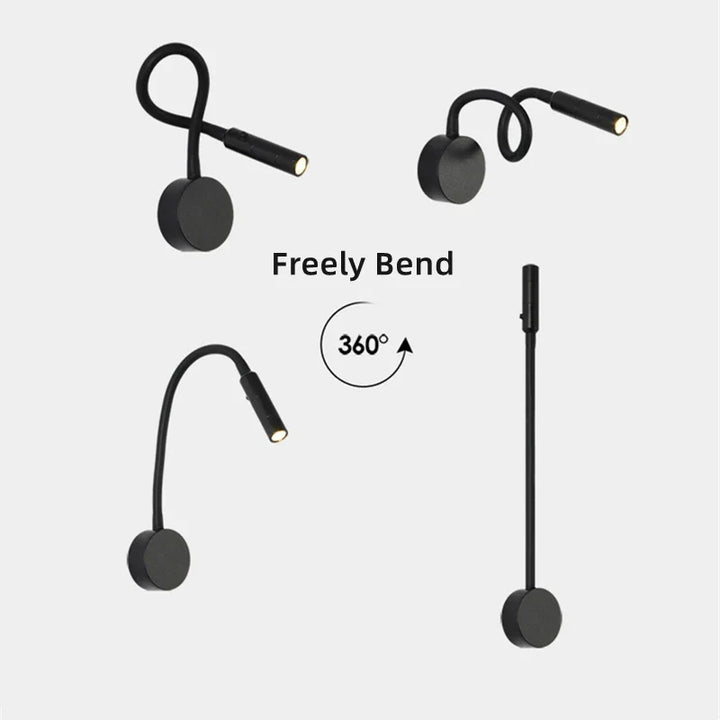 BowLift | Modern Flexible LED Reading Wall Lamp with Switch for Bedroom and Study - 1W/3W
