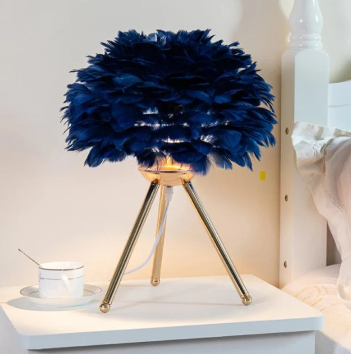 BowLift | Table Lamp - FeatherLux - Dimmable Light - Elegant Feather Design