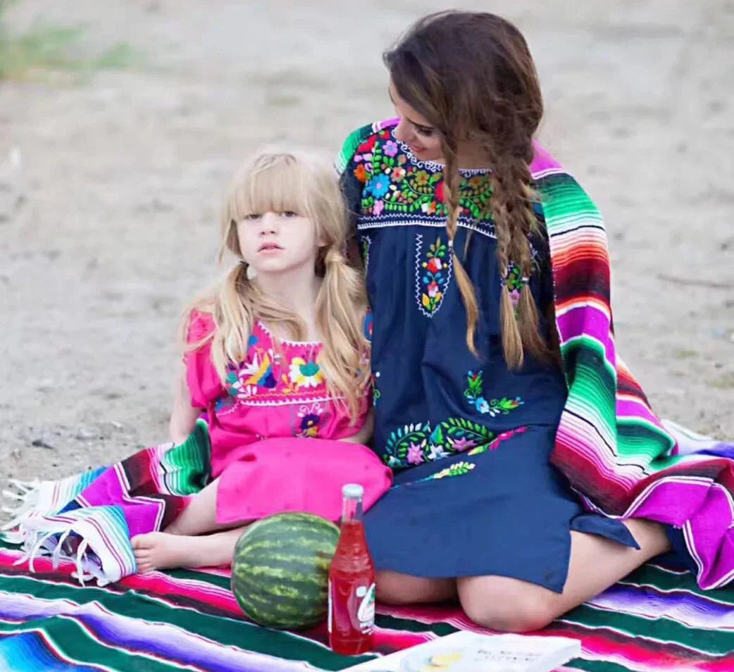 Azura | Boho Vibrant Mexican Serape Blanket