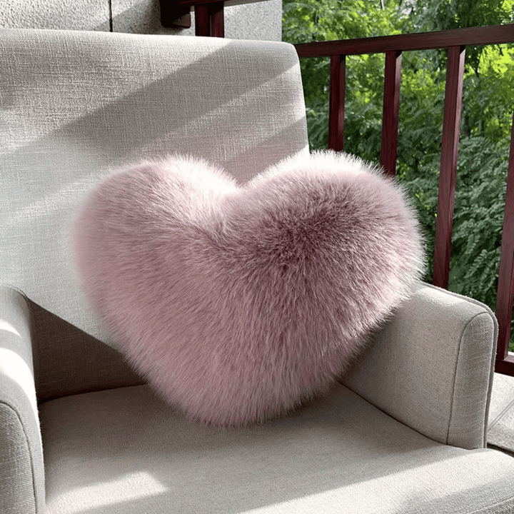 Azura | Heart-shaped faux fur pillow for warm & modern living spaces