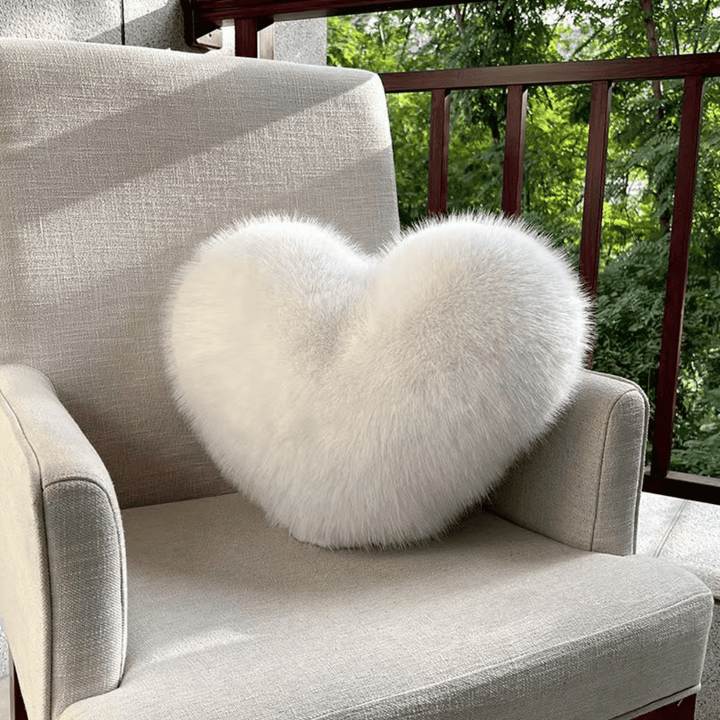Azura | Heart-shaped faux fur pillow for warm & modern living spaces