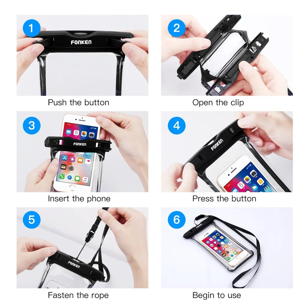 Azura | Waterproof Smartphone Case DryVault | Full View Design | Side Accessible | With Carrying Strap