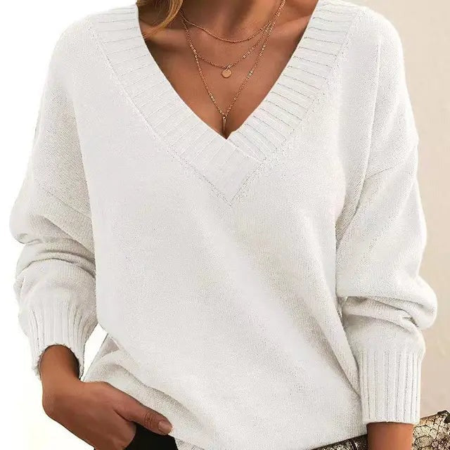 Mordane - Elegant Long Sleeve Sweater With V-Neck