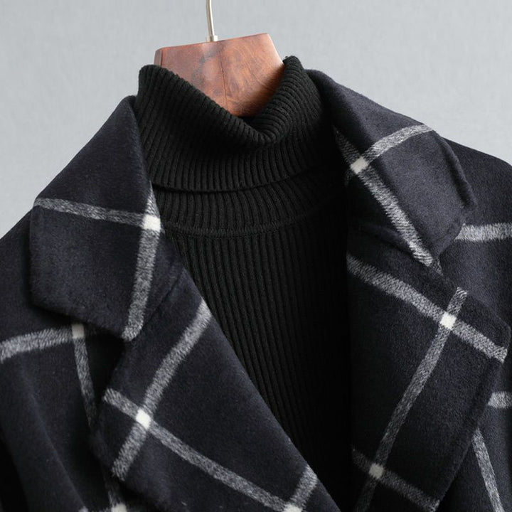 ADRIANNA – ELEGANT PLAID LONG COAT
