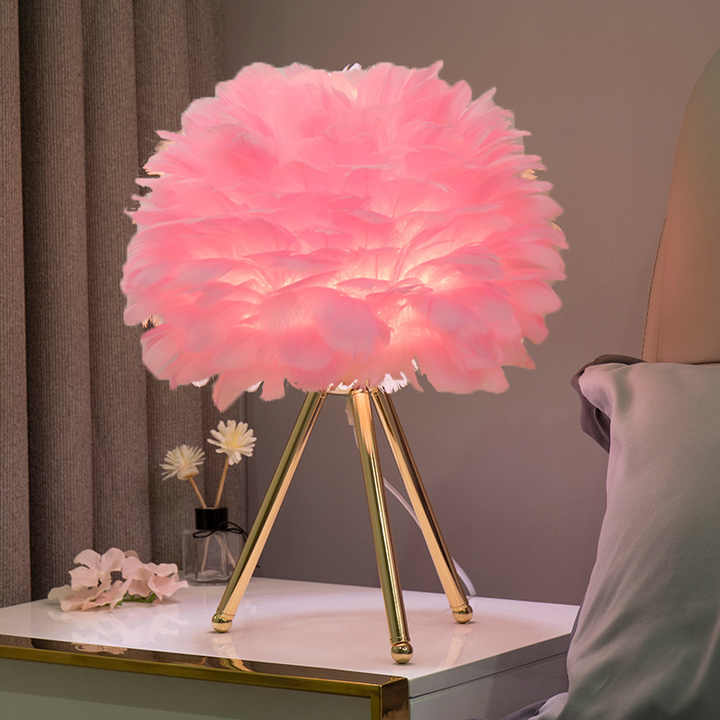 BowLift | Table Lamp - FeatherLux - Dimmable Light - Elegant Feather Design