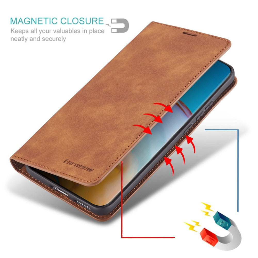 Azura | Huawei Case: Magnetic Leather Bag for Stylish Protection