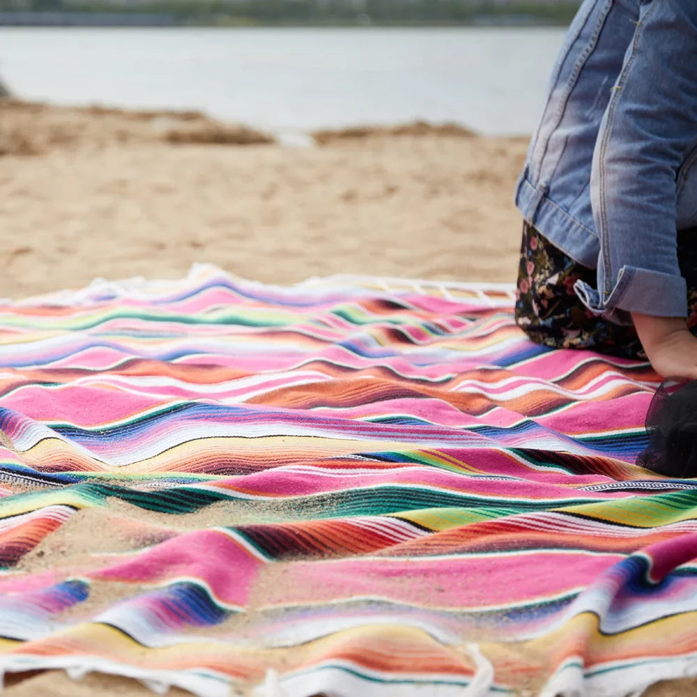 Azura | Boho Vibrant Mexican Serape Blanket