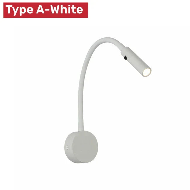 BowLift | Modern Flexible LED Reading Wall Lamp with Switch for Bedroom and Study - 1W/3W