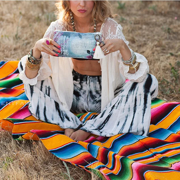 Azura | Boho Vibrant Mexican Serape Blanket