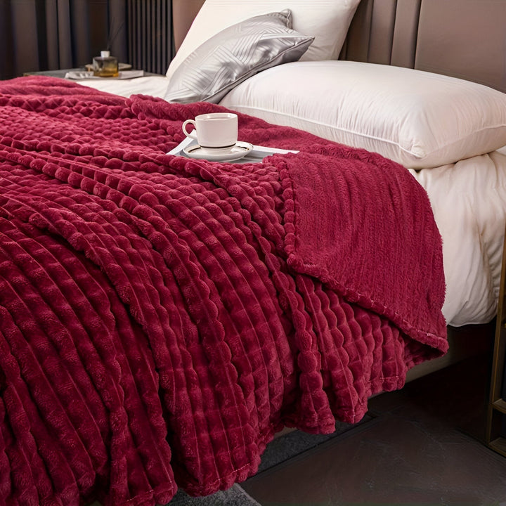 Azura | EliteWave Plaid - Ultrafluffy structured coral fleece blanket