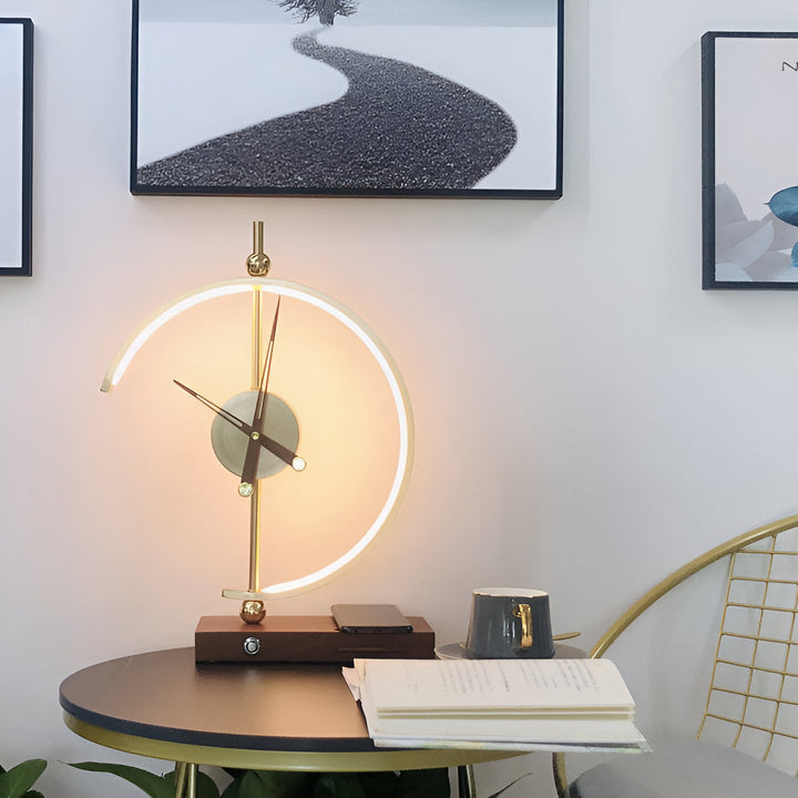 BowLift | Modern LED Table Lamp with Clock and Wireless Charger