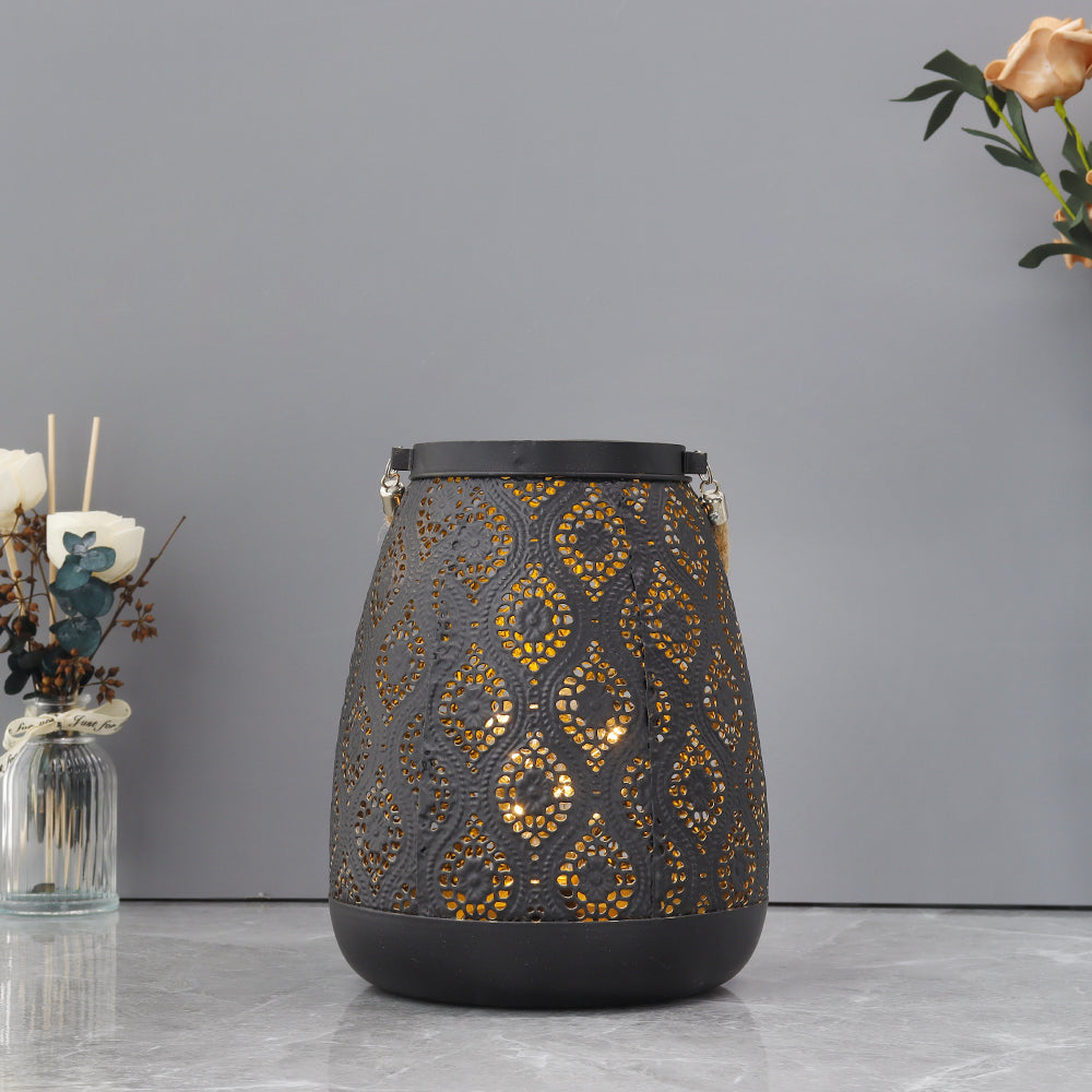 BowLift | Moroccan Style Black Metal Battery Operated Table Lamp - Cordless Lamp