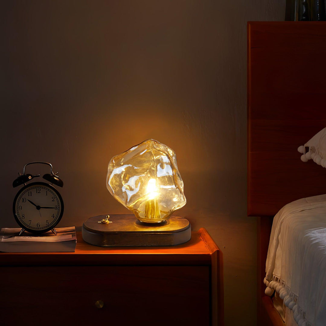 BowLift | Glass Block Table Lamp | Modern Design with Clear Glass | Ideal for Living Room & Bedroom Lighting