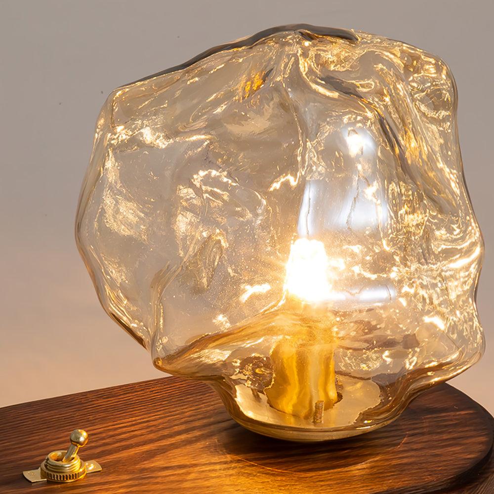 BowLift | Glass Block Table Lamp | Modern Design with Clear Glass | Ideal for Living Room & Bedroom Lighting