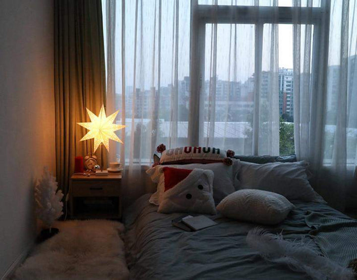 BowLift | StellarGlow | Radiant LED Star Table Lamp – Wooden Base Ambient Light for Bedroom & Living Room Décor