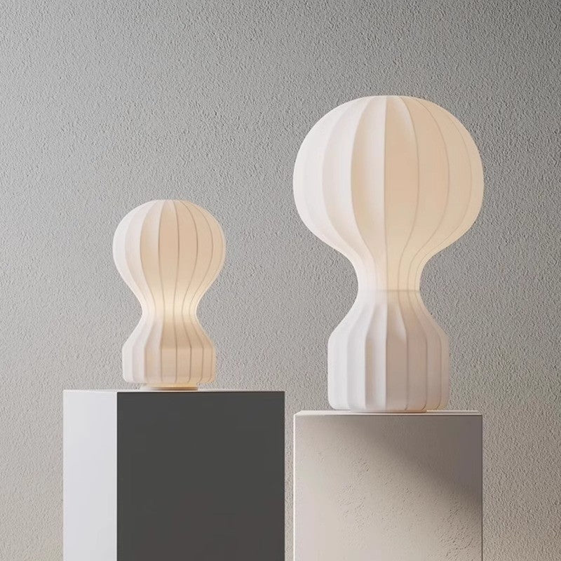 BowLift | Wabi Sabi Table Lamp with Silk Shade – Minimalist LED Lamp for Living Rooms and Dining Rooms