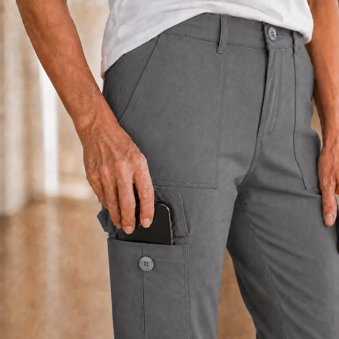 Caliva – Cropped Cargo Capri Pants with Cuffed Hem and Pockets
