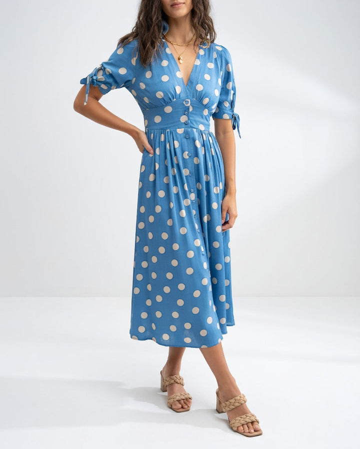 Midi Polka Dot Dress - Timeless Elegance for Women