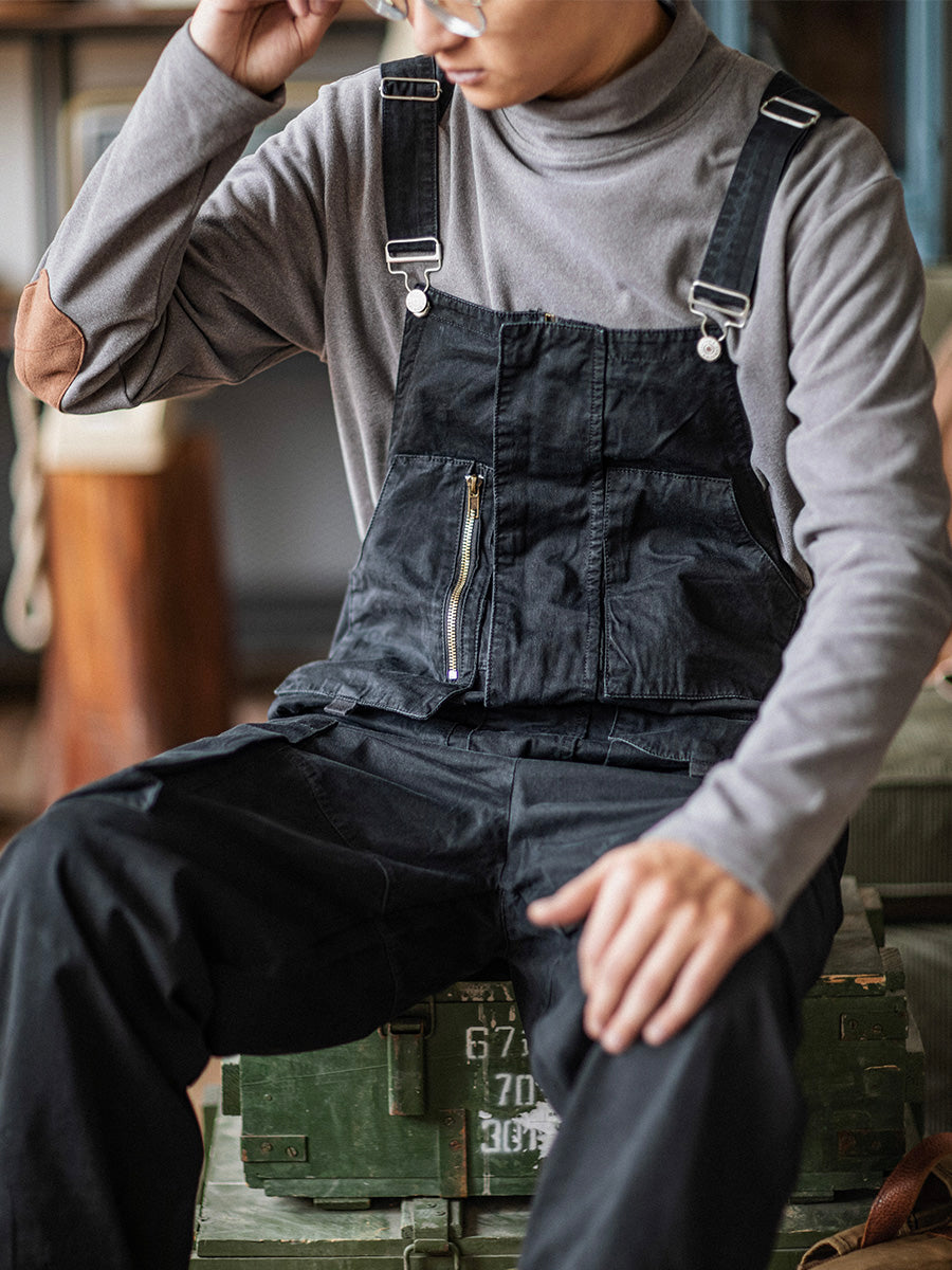 Loose-Fitting Dungarees with Large Pockets and Zip