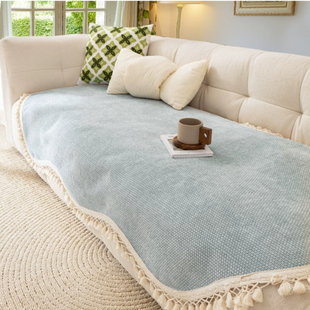 BowLift | Luxury Chenille Woven Texture Tassel Sofa Cover
