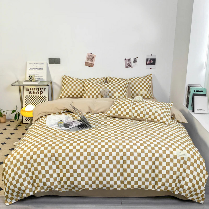 BowLift | Luxury Check Pattern Duvet Cover | High-Quality Bedding 135x200